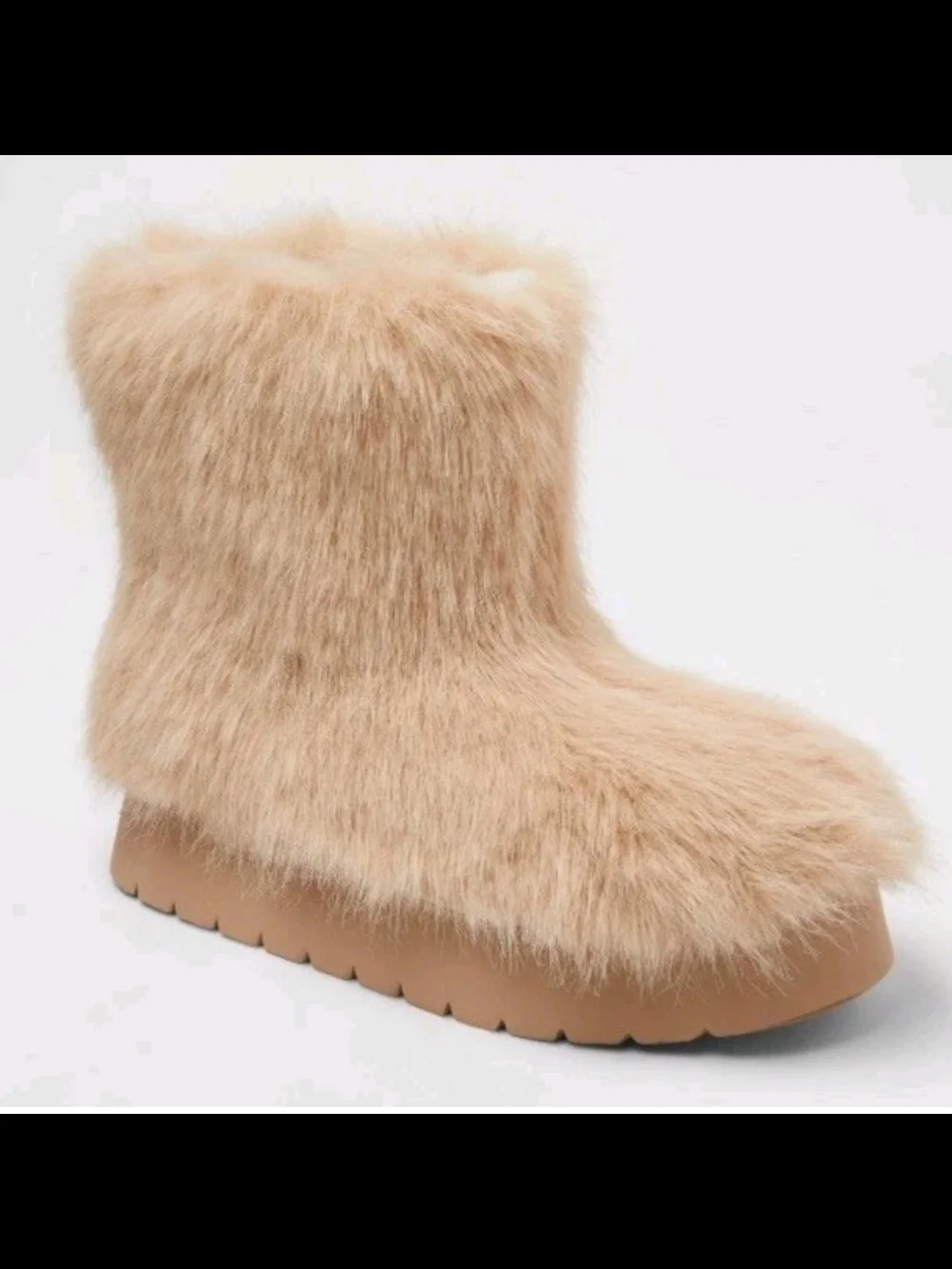 a new day Faux-Fur Tan Ankle Booties